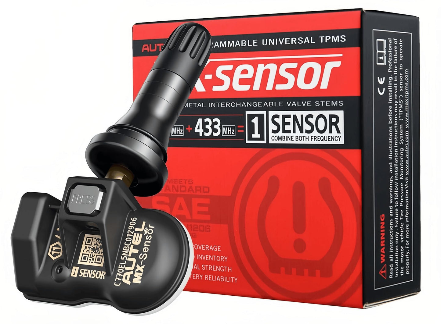 CAPTEUR TPMS AUTEL® 315/433MHZ AVEC VALVE DE CAOUTCHOUC